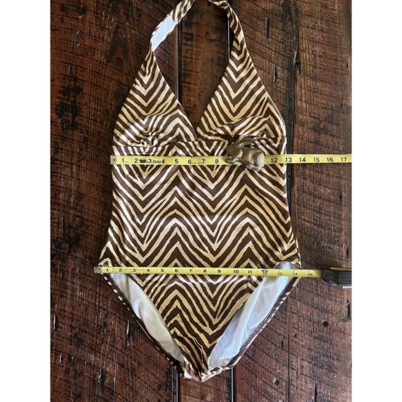 Talbots Brown and Tan halter neck style one piece bathing suit, Size 6 - Picture 15 of 16